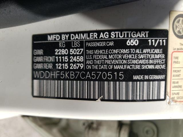 WDDHF5KB7CA570515 - 2012 MERCEDES-BENZ E 350 WHITE photo 12