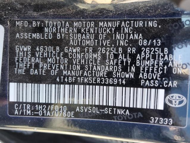 4T4BF1FK5ER336914 - 2014 TOYOTA CAMRY L BLUE photo 12