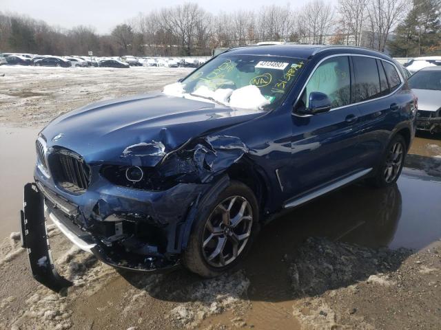 5UXTY5C07M9G80318 - 2021 BMW X3 XDRIVE30I BLUE photo 1