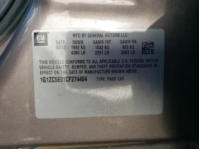 1G1ZC5E01CF274404 - 2012 CHEVROLET MALIBU 1LT GRAY photo 12