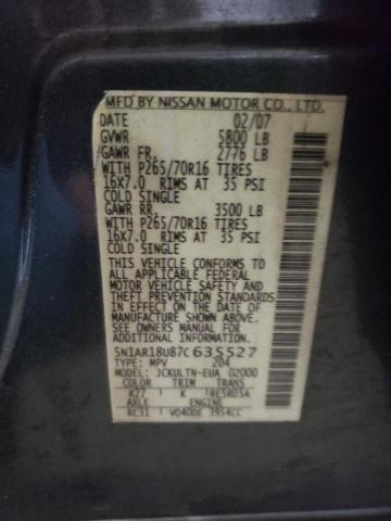 5N1AR18U87C635527 - 2007 NISSAN PATHFINDER LE 灰色 照片 13