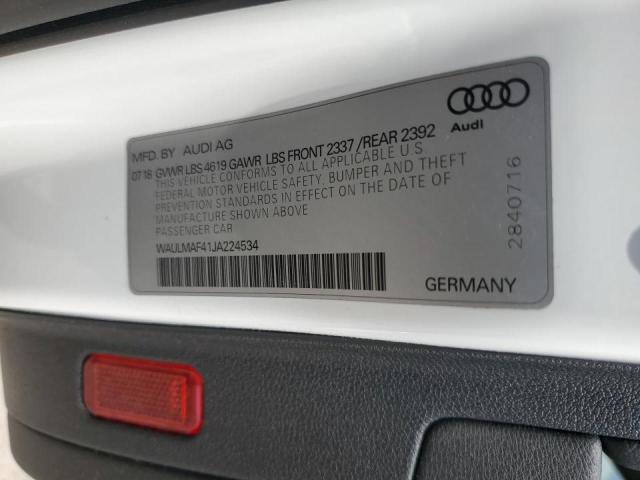 WAULMAF41JA224534 - 2018 AUDI A4 PREMIUM PLUS WHITE photo 12