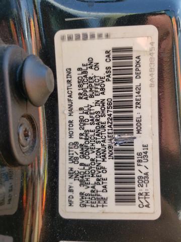 1NXBU4EE1AZ247560 - 2010 TOYOTA COROLLA BASE BLACK photo 12