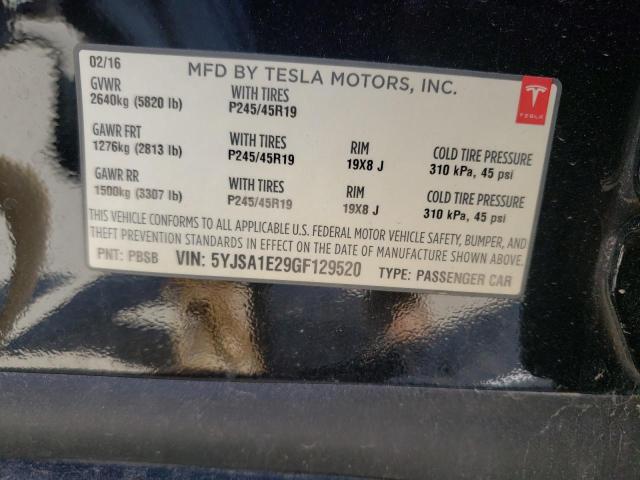 5YJSA1E29GF129520 - 2016 TESLA MODEL S Սև լուսանկար 13
