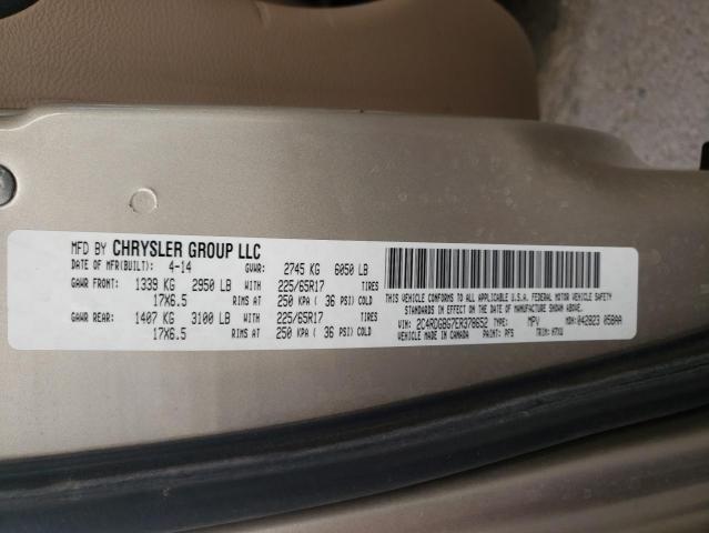 2C4RDGBG7ER378652 - 2014 DODGE GRAND CARA SE GOLD photo 13