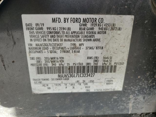 MAJ6S3GL7LC323427 - 2020 FORD ECOSPORT SE 灰色 照片 12