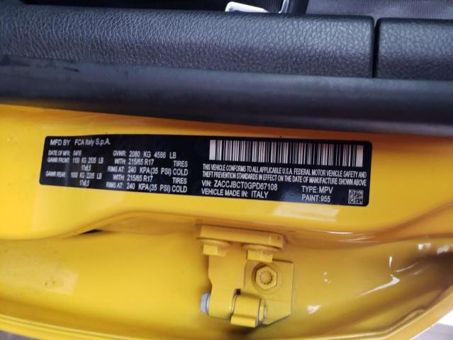 ZACCJBCT0GPD67108 - 2016 JEEP RENEGADE TRAILHAWK YELLOW photo 12