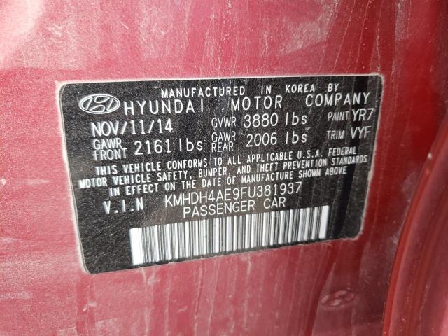 KMHDH4AE9FU381937 - 2015 HYUNDAI ELANTRA SE RED photo 13