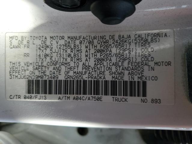 3TMJU62N39M073409 - 2009 TOYOTA TACOMA DOUBLE CAB PRERUNNER WHITE photo 13