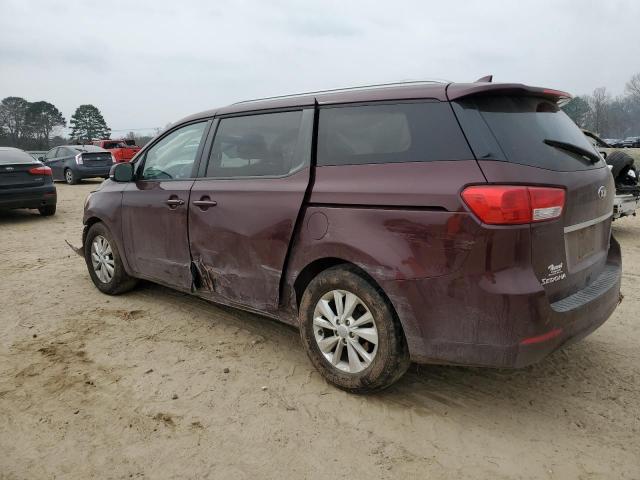 KNDMB5C16G6163854 - 2016 KIA SEDONA LX MAROON photo 2