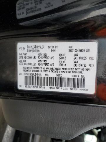 1D7HU18D84J248491 - 2004 DODGE RAM 1500 ST BLACK photo 12