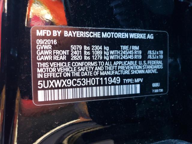 5UXWX9C53H0T11949 - 2017 BMW X3 XDRIVE28I BLACK photo 14