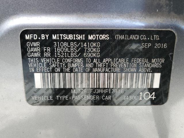 ML32F3FJ3HHF12816 - 2017 MITSUBISHI MIRAGE G4 ES ნაცრისფერი ფოტო 12