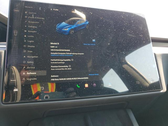 5YJSA1E51NF464682 - 2022 TESLA MODEL S Կապույտ լուսանկար 9