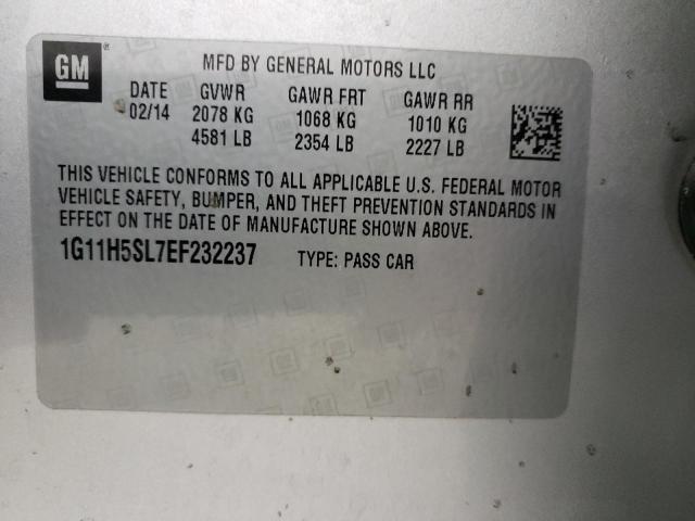 1G11H5SL7EF232237 - 2014 CHEVROLET MALIBU LTZ ვერცხლისფერი ფოტო 12