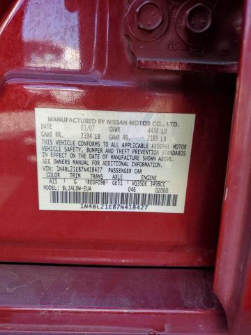 1N4BL21E87N418427 - 2007 NISSAN ALTIMA 3.5SE RED photo 12