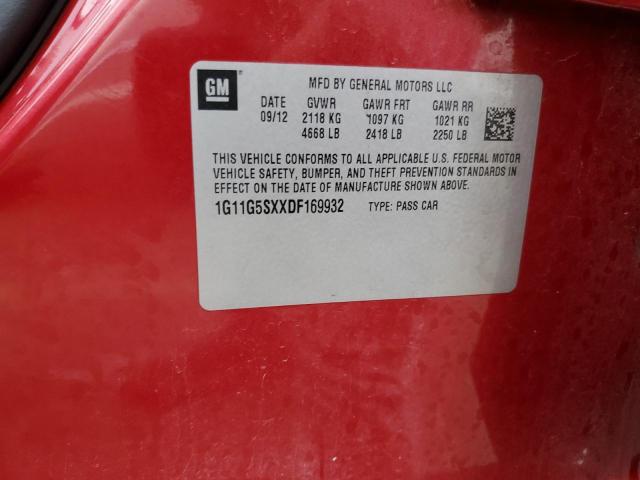 1G11G5SXXDF169932 - 2013 CHEVROLET MALIBU 3LT 红色 照片 12
