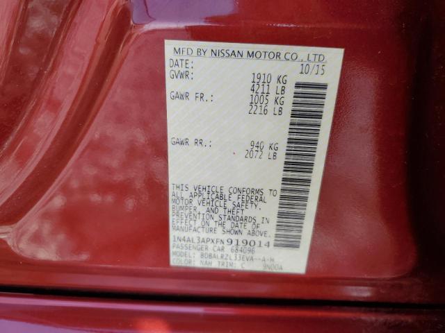 1N4AL3APXFN919014 - 2015 NISSAN ALTIMA 2.5 RED photo 12