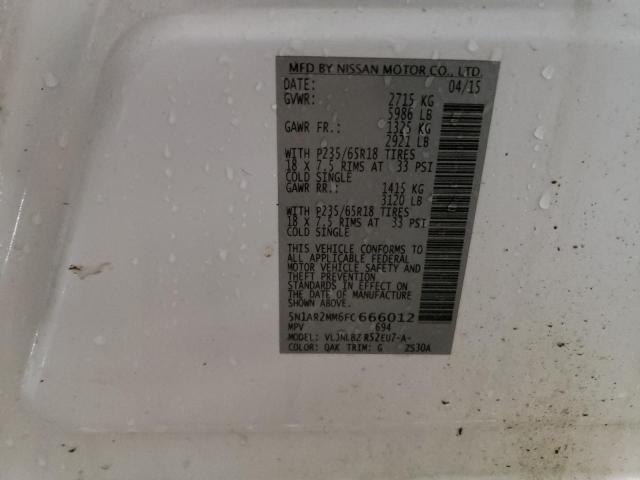 5N1AR2MM6FC666012 - 2015 NISSAN PATHFINDER S 白色 照片 13