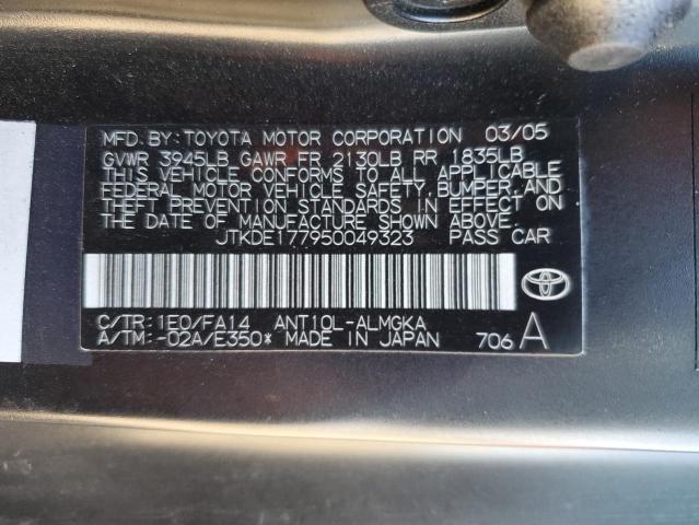 JTKDE177950049323 - 2005 TOYOTA SCION TC შავი ფოტო 12