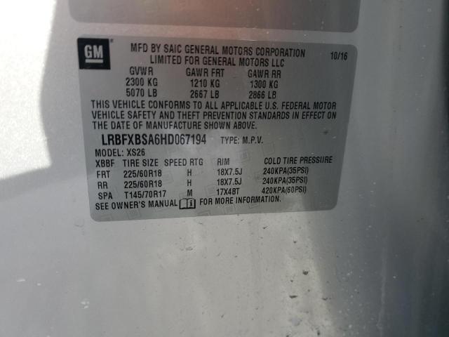 LRBFXBSA6HD067194 - 2017 BUICK ENVISION ESSENCE Արծաթագույն լուսանկար 13