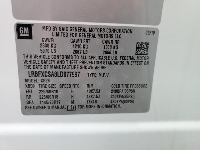 LRBFXCSA8LD077997 - 2020 BUICK ENVISION ESSENCE Սպիտակ լուսանկար 13