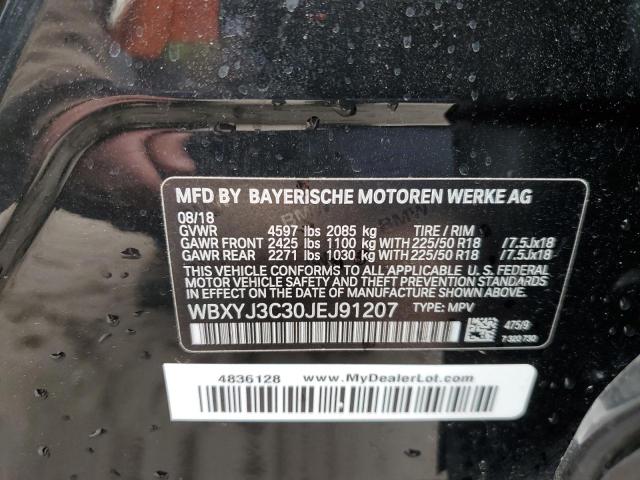 WBXYJ3C30JEJ91207 - 2018 BMW X2 SDRIVE28I BLACK photo 12