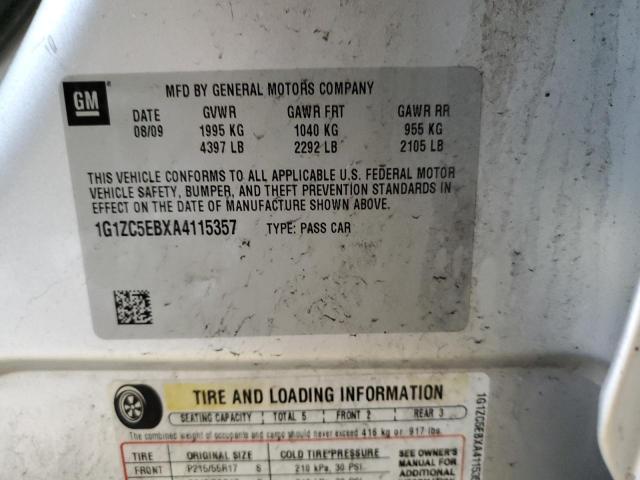 1G1ZC5EBXA4115357 - 2010 CHEVROLET MALIBU 1LT ვერცხლისფერი ფოტო 12