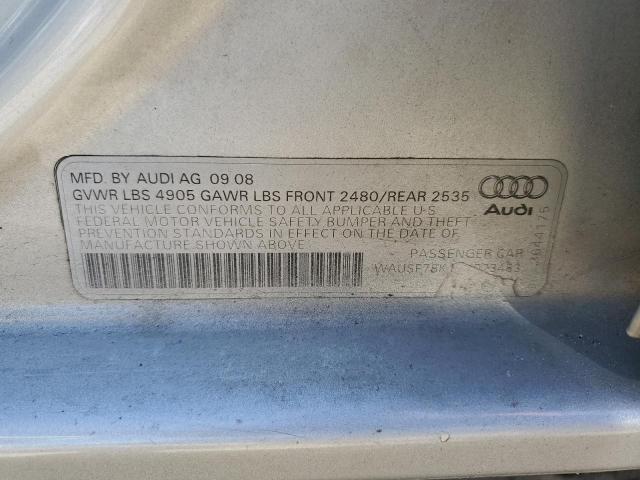 WAUSF78K19N023483 - 2009 AUDI A4 PREMIUM PLUS SILVER photo 12