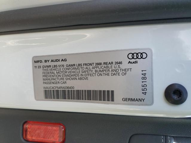 WAUC4CF54RA036400 - 2024 AUDI S5 PREMIUM PLUS 白色 照片 12