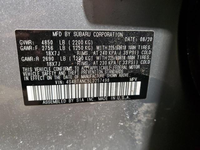 4S4BTANC5L3257498 - 2020 SUBARU OUTBACK LIMITED SILVER photo 13