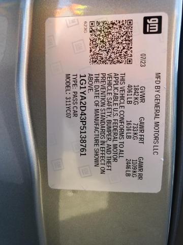 1G1YA2D43P5138761 - 2023 CHEVROLET CORVETTE STINGRAY 1LT GRAY photo 13