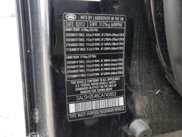 SALSH2E46CA745853 - 2012 LAND ROVER RANGE ROVE SC BLACK photo 14