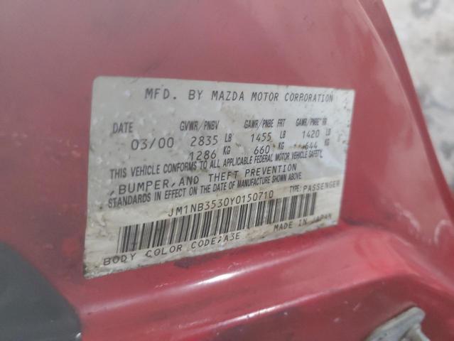 JM1NB3530Y0150710 - 2000 MAZDA MX-5 MIATA BASE RED photo 12