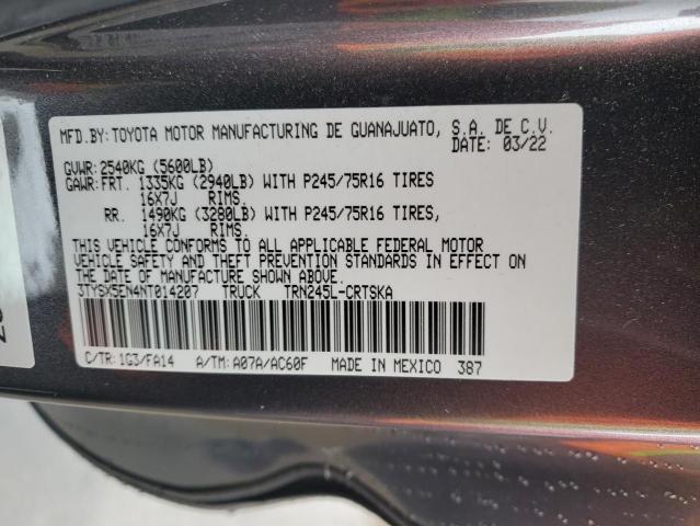 3TYSX5EN4NT014207 - 2022 TOYOTA TACOMA ACCESS CAB Сұр фото 13