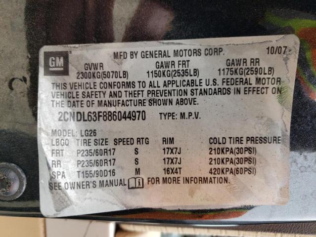 2CNDL63F886044970 - 2008 CHEVROLET EQUINOX LT BLACK photo 13