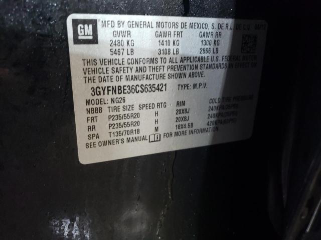 3GYFNBE36CS635421 - 2012 CADILLAC SRX PERFORMANCE COLLECTION Noir photo 13