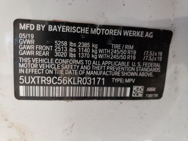 5UXTR9C56KLR03171 - 2019 BMW X3 XDRIVE30I WHITE photo 13