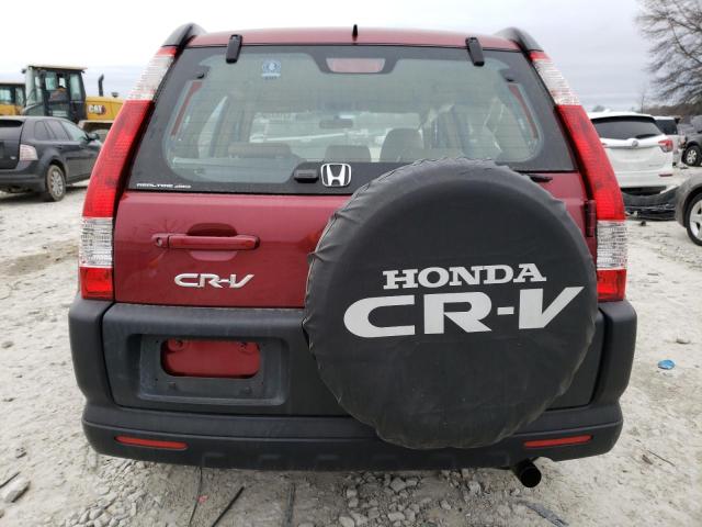 JHLRD78586C006286 - 2006 HONDA CR-V LX RED photo 6