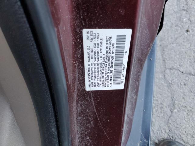 5FNRL5H61GB108580 - 2016 HONDA ODYSSEY EXL MAROON photo 13