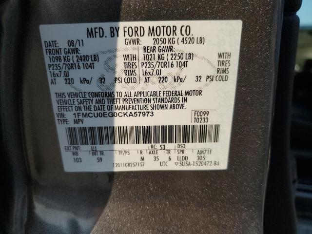 1FMCU0EG0CKA57973 - 2012 FORD ESCAPE LIMITED GRAY photo 13