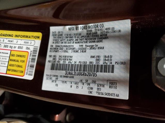 3LN6L2LU0GR620705 - 2016 LINCOLN MKZ HYBRID 棕色 照片 12