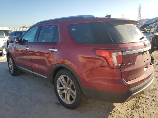 1FM5K7FH6HGA10665 - 2017 FORD EXPLORER LIMITED RED photo 2