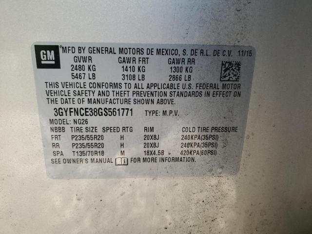 3GYFNCE38GS561771 - 2016 CADILLAC SRX PERFORMANCE COLLECTION Gris photo 13