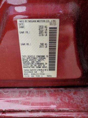 1N4AL3AP2FC288285 - 2015 NISSAN ALTIMA 2.5 RED photo 12