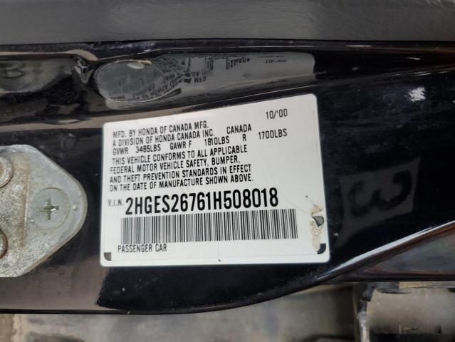 2HGES26761H508018 - 2001 HONDA CIVIC EX BLACK photo 12