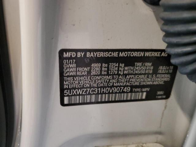 5UXWZ7C31H0V90749 - 2017 BMW X3 SDRIVE28I WHITE photo 13