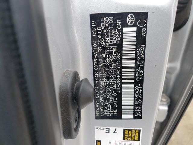 JTDKARFP9K3112280 - 2019 TOYOTA PRIUS PRIM 银色 照片 12