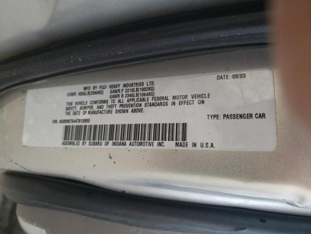 4S3BH675447610955 - 2004 SUBARU LEGACY OUTBACK AWP 银色 照片 13