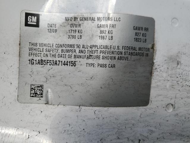 1G1AB5F53A7144156 - 2010 CHEVROLET COBALT LS WHITE photo 12